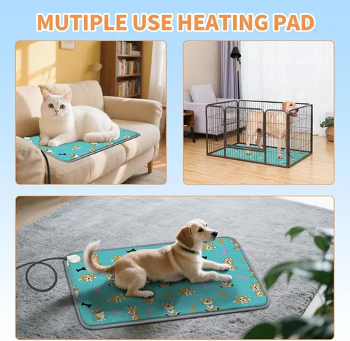 Miniatura 2 de Almohadilla térmica grande para mascotas (30 x 47 pulgadas), almohadilla térmica de temperatura ajustable para perros y gatos con temporizador