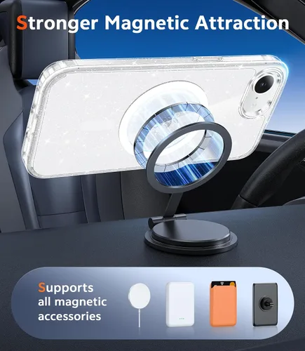Miniatura 581 de FNTCASE Funda para iPhone 13 Pro-Max: Fundas magnéticas transparentes compatibles con Magsafe Slim anti amarillamiento protección contra caídas