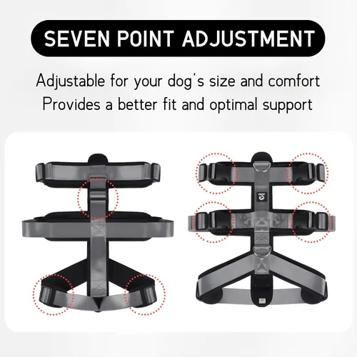 Miniatura 3 de Arnés grande para perro, sin tirones, a prueba de escapes, con asa, 4 hebillas, 2 anillos, acolchado suave, antideslizante, ajustable, arnés