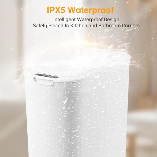 Miniatura 5 de Basurero de baño con tapa de 5 galones, color blanco, sin contacto, automático, sin contacto, para cocina, dormitorio, oficina, sala de estar