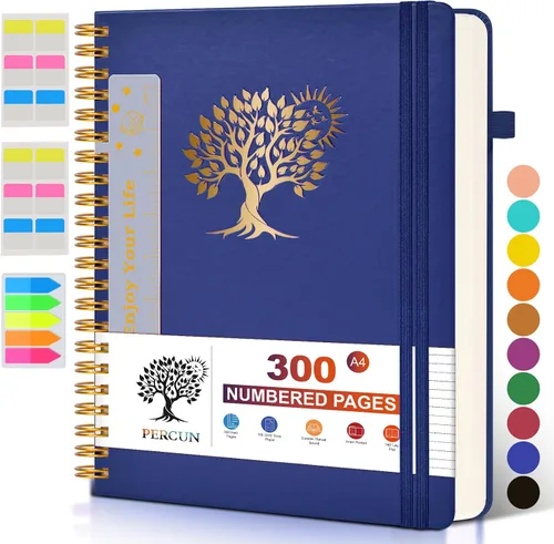 Miniatura 8 de Cuaderno grande en espiral para mujeres y hombres, 300 páginas rayadas numeradas, con rayas universitarias, cuaderno encuadernado en espiral de tapa