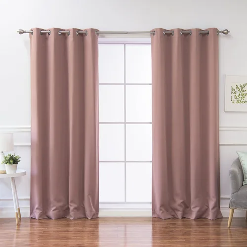 Miniatura 29 de Best Home Fashion Cortinas opacas con aislamiento térmico, ojales de acero inoxidable y níquel, color rosa bebé, 52 pulgadas de ancho x 63 pulgadas