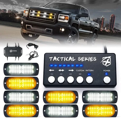 Miniatura 16 de Xprite - Kit de luces estroboscópicas LED ámbar de 24 piezas con panel de control, montaje en superficie, luz de advertencia de emergencia