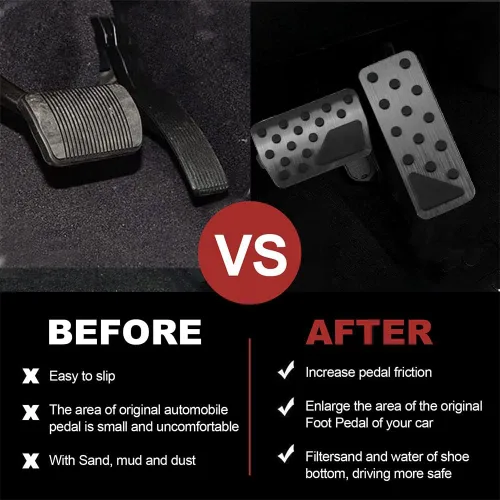 Miniatura 2 de Horry Aleación de aluminio sin perforaciones antideslizante pedal de freno cubierta de pedal de freno Kit de accesorios interiores 2 piezas