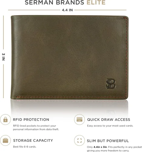Miniatura 2 de SERMAN BRANDS Billetera delgada y plegable para hombre con bloqueo RFID minimalista de bolsillo frontal para hombre delgada y elegante