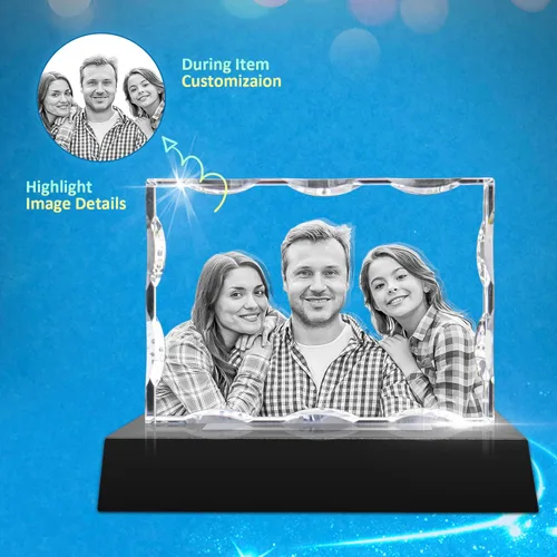 Miniatura 2 de HAN'S LASER Foto de cristal 3D personalizada, rectangular dentada, para el día de San Valentín, aniversario, cumpleaños, regalos para parejas