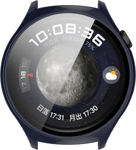 Miniatura 8 de PC+Funda protectora de pantalla de vidrio templado compatible con Huawei Watch 4, protector de pantalla para Huawei Watch 4, cobertura completa negro