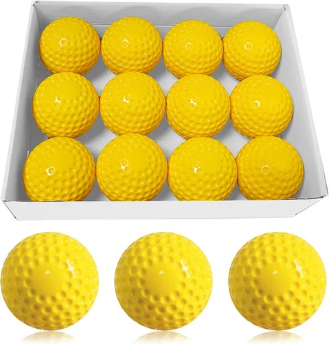 Miniatura 7 de Pelotas de béisbol 12 unidades de pelotas de béisbol con hoyuelos, máquina de lanzar pelotas de béisbol de 9 pulgadas para coordinación mano-ojo
