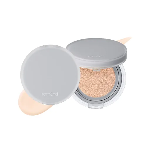 Rom&nd Nu Zero Cushion (01 Porcelana 17) Larga Duración, Alta Cobertura, Acabado Semi Mate, Tez Impecable Sin Efecto Apelmazado, Base de Maquillaje