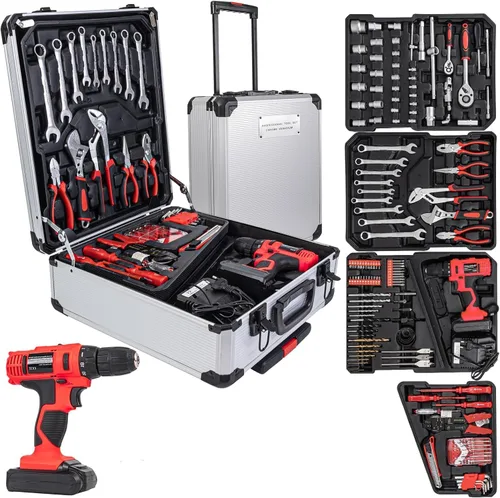 Conjuntos de herramientas de 346 piezas, juego de taladro eléctrico de 18 V para hombres, kits de herramientas manuales para el hogar DIY, juego de
