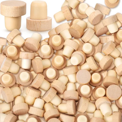 Miniatura 9 de Yalikop 96 Piezas de Tapones de Corcho en Forma de T Reutilizables de Madera y Goma para Botellas de Vino y Cerveza