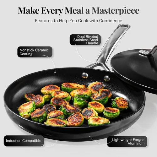 Miniatura 5 de Gotham Steel Juego Moderno de 11 Piezas de Ollas y Sartenes de Cerámica Antiadherentes, Juegos de Utensilios de Cocina Profesionales Elegantes