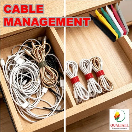 Miniatura 6 de QUALIALL Paquete de 150 bridas reutilizables de alta calidad, bridas de nailon de fuerte adherencia para gestión de PC y cables, duraderas. 5.9