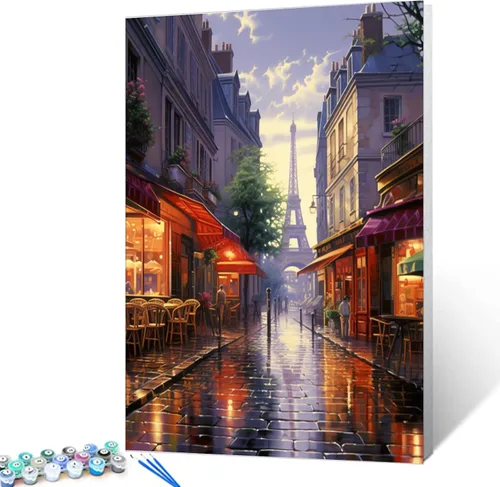 Miniatura 21 de Tucocoo Bumbers - Pintura de paisaje de puerta para adultos, paisaje de lago, pintura por números, pintura acrílica, lienzo junto al lago, plantas