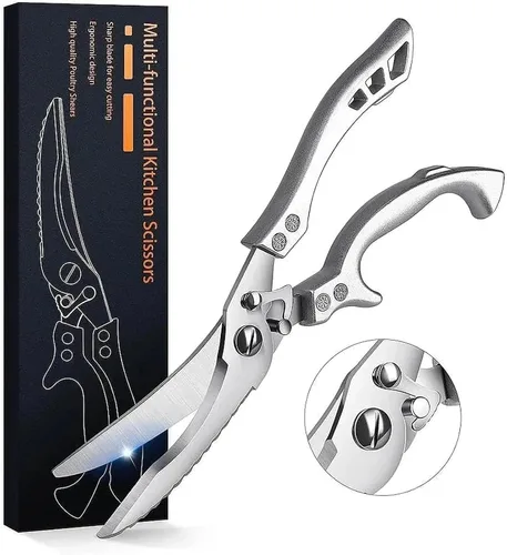 Miniatura 11 de Dream Reach Tijeras para aves de corral, Alemania, tijeras de cocina resistentes con cuchillo, abridor de botellas, caja de regalo, tijeras