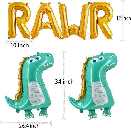 Miniatura 2 de Rawr - Globos de dinosaurio 2 globos grandes de dinosaurio para decoración de fiesta de cumpleaños de bebé