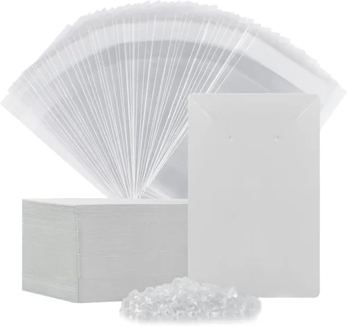 Miniatura 10 de Tarjetas de exhibición de aretes con 100 tarjetas de soporte para aretes, 200 piezas de parte trasera de aretes y 100 embalajes de joyería