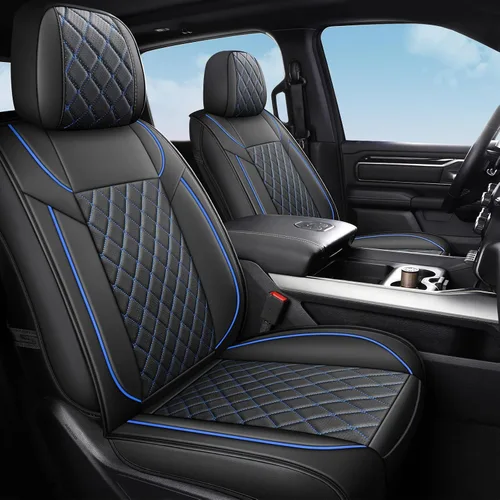 Miniatura 15 de FREESOO Juego completo de fundas de asiento de automóvil para Dodge Ram 2002-2018 1500 y 2011-2026 2500 3500 Crew Quad Cab, 2019-2024 Ram 1500 Negro
