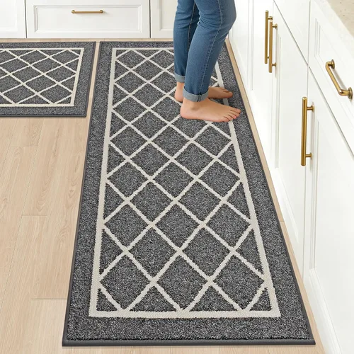 Miniatura 16 de BEQHAUSE - Alfombras de cocina antideslizantes para piso 2 piezas Alfombras de cocina y tapetes antideslizantes lavables Alfombra de cocina