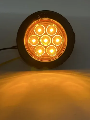 Miniatura 8 de 10 piezas de luces LED de 2" redondas ámbar para remolque con 7 luces de señalización [DOT FMVSS 108] [SAE P2] [Lente reflectora] [Arandela]