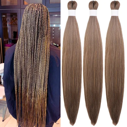 Miniatura 58 de Cabello trenzado verde azulado preestirado, hipoalergénico, sintético, color azul aguamarina, para trenzas y giros, extensiones de cabello largo