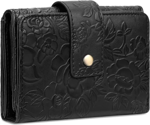SENDEFN Billeteras para mujer, billetera triple para mujer, tarjetero para tarjetas de crédito, bolsillo para monedas con ventana de identificación