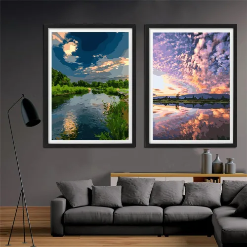 Miniatura 3 de Kit de pintura por números para adultos principiantes, paquete de 2 pinturas por números para adultos, lienzo enrollado para pintar, decoración