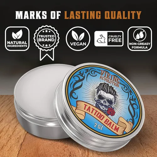 Miniatura 3 de Viking Revolution Bálsamo para el cuidado del tatuaje para antes, durante y después del tatuaje, crema hidratante natural para el cuidado posterior