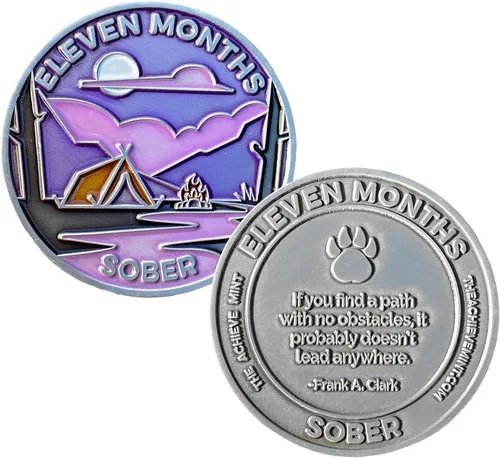 Ficha sobria de 11 meses | Chip sobrio de once meses | Regalo no AA, medallones no religiosos para hombres y mujeres que celebran la sobriedad