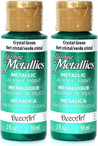 Miniatura 17 de DecoArt Dazzling Metallics - Pintura acrílica verde cristal de 2 onzas