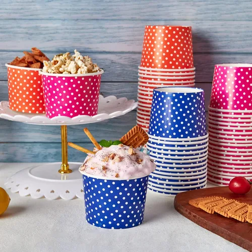 Miniatura 5 de LITOPAK Paquete de 120 tazas de helado de 16 onzas, vasos desechables de postre para alimentos fríos o calientes, cuencos de postre de papel