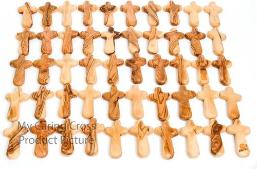 Miniatura 6 de Una cruz de madera de olivo viene con bolsa de terciopelo y certificado