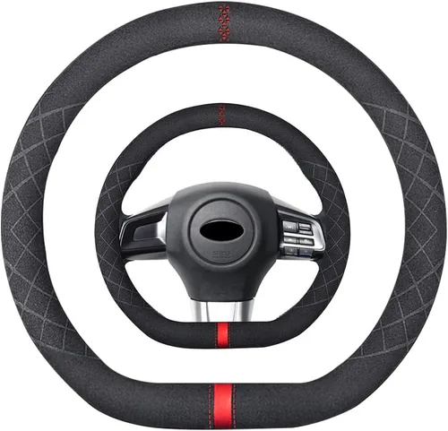 Miniatura 56 de Funda de volante de ante K LAKEY, compatible con Dodge Avenger Grand Caravan Challenger Charger, cubierta de volante deportiva antideslizante