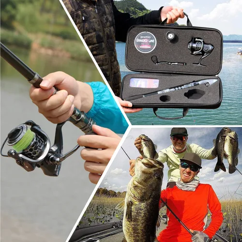 Miniatura 7 de Sougayilang Combo de Caña de Pescar y Carrete con Caña Telescópica y Carrete Giratorio, Bolsa de Transporte para Viajes de Pesca en Agua Dulce