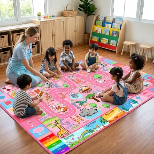 Miniatura 10 de Alfombra de mapa de carreteras, 2.5 x 4 pies, alfombras para niños, para sala de juegos, alfombra de automóvil, alfombra de guardería, alfombra
