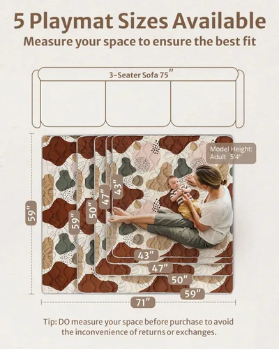 Miniatura 3 de Blissful Diary Alfombras de Juego para Bebés para el Piso, Alfombra de Pañal de 47x47, Almohadilla de Espuma de Acolchado Más Gruesa para Bebés