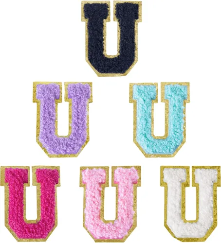 Miniatura 237 de 6 piezas de parches de letras de chenilla autoadhesivas, parches de letras preppy de 2 pulgadas para bolsos, ropa y sombreros, grandes pegatinas