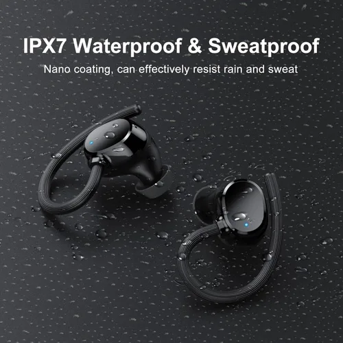 Miniatura 5 de Auriculares inalámbricos para orejas pequeñas, auriculares deportivos estéreo de alta fidelidad Bluetooth 5.3 con ganchos para los oídos, Negro