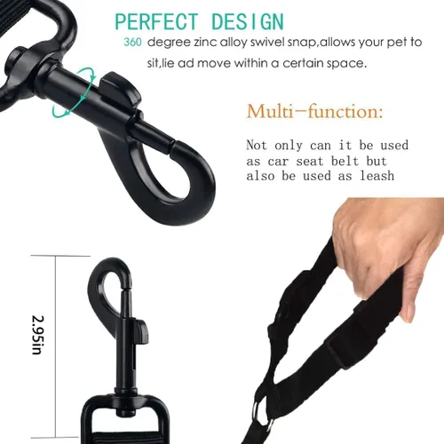 Miniatura 2 de Correa de cinturón de seguridad para perros y gatos Reposacabezas de automóvil Tela de nailon ajustable para perros Arnés de cinturones de seguridad