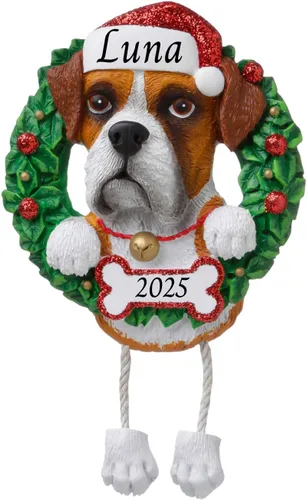 Miniatura 10 de Adornos personalizados para árbol de Navidad 2024 para mascotas – Razas de perros Beagle – Adorno personalizado de Feliz Navidad – Recuerdo