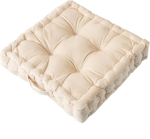 Cojines cuadrados para asiento de suelo, cojín de asiento de silla de tatami de color sólido con asa, cojín de terciopelo portátil grueso para yoga,