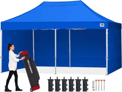 Miniatura 59 de Abccanopy - Toldo de 10 x 10 pies, con paredes laterales, sombra instantánea, con bolsa con ruedas para guardarlo. Incluye 4 bolsas de lastre, Azul