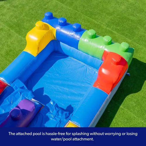 Miniatura 4 de HeroKiddo Tobogán acuático inflable de 12 pies con piscina, 22 pies de largo, vinilo de PVC 100% de grado comercial, diversión reforzada en húmedo