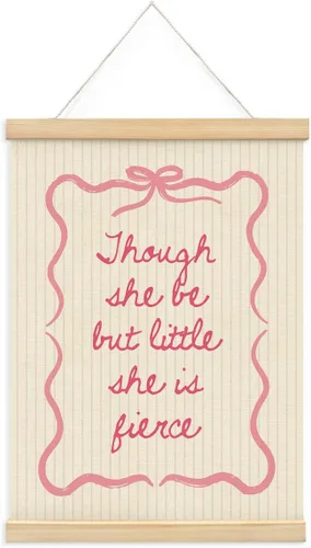 Wheatwin Decoración de habitación de niñas, colgador de póster de madera para bebé, coqueta de lazo rosa, decoración de pared femenina de moda, 12 x