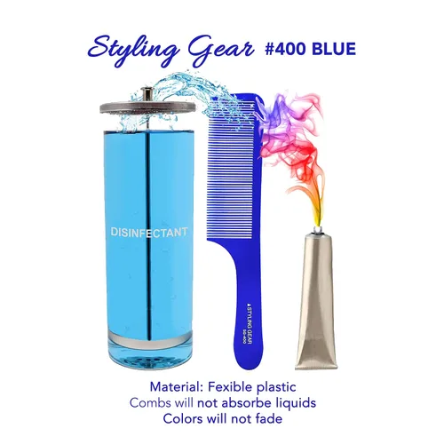 Miniatura 3 de Styling Gear 400 peines de peluquero – Peine para cortar, estilo flexible, mezcla de desvanecimientos – Peines planos para hombre, 2 piezas (azul)