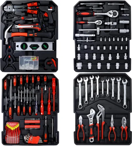 Miniatura 2 de Juego de herramientas de reparación del hogar de 899 piezas para hombres, caja de almacenamiento con 4 cajones, kit de herramientas para el hogar