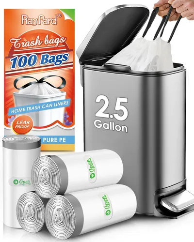 Miniatura 10 de Bolsas de basura pequeñas resistentes con cordón de 1.5 galones, 120 unidades, pequeñas bolsas de plástico para botes de basura de 4.5 a 6 litros