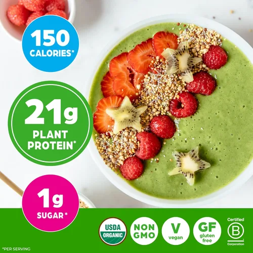 Miniatura 7 de Orgain Proteína vegana orgánica en polvo + verduras, vainilla – 0.74 oz de proteína a base de plantas, 0.16 oz de fibra prebiótica para la salud