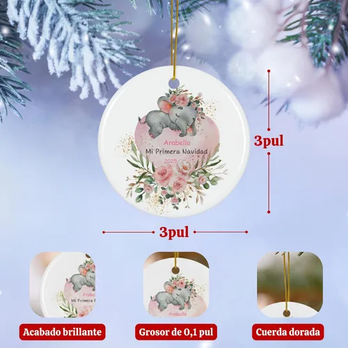 Miniatura 2 de Adorno personalizado para bebé 2025 elefante, ornamentos grandes para árbol de Navidad, adorno de Navidad de elefante bebé, regalo personalizado