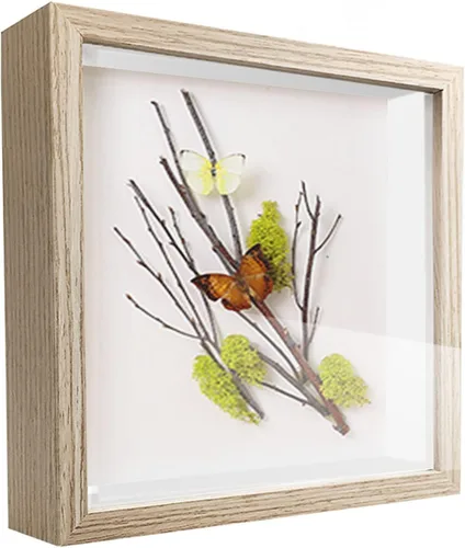 Miniatura 32 de Caja expositora de 8 x 8 pulgadas con calcomanías de letras, vitrina para recuerdos, artículos de bebé, recuerdos de boda, manualidades, boletos